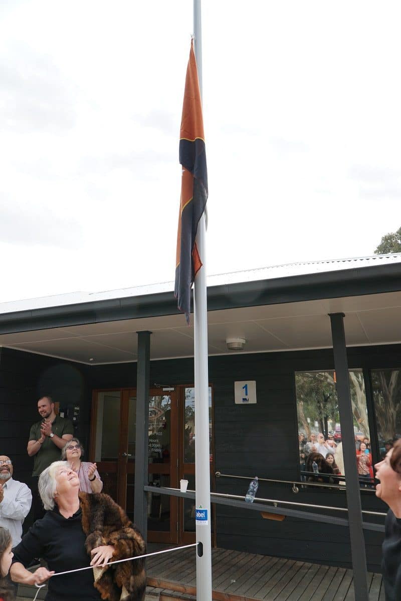 Victoria's first sovereign flag by traditional owner group raised in Broadford 1 DSC04977 rotated e1620622442431