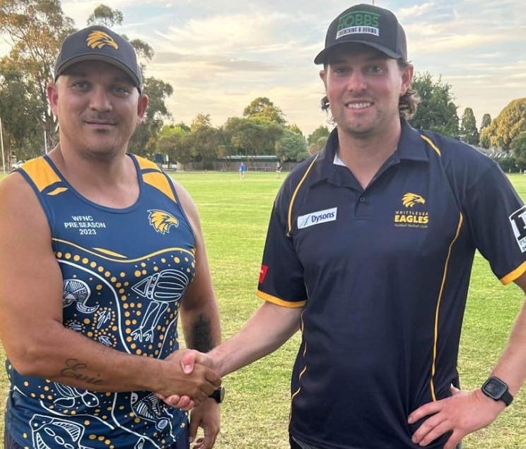 Whittlesea coach Wayne Van Der Ross and Matt Dornauf