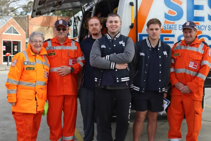 WSC students Flynn Rhead Nick Dememma and Blake Morley facilitated the SES to visit their thank the first responders day 1068w WebRdy